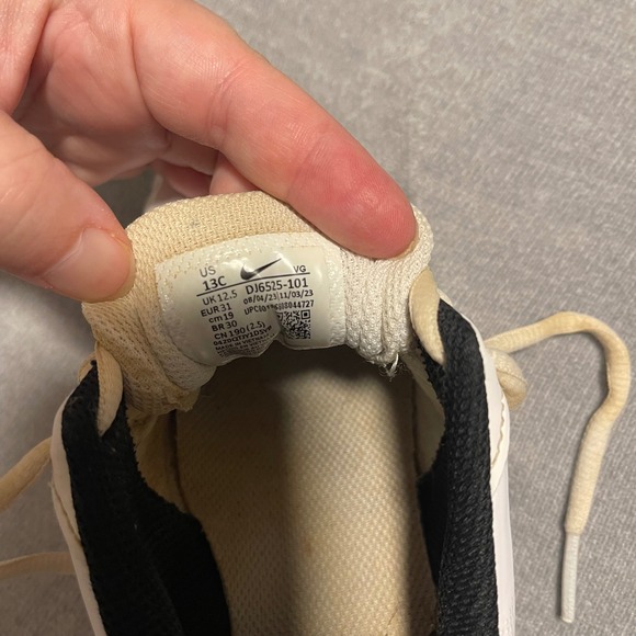 Nike Kids Baseball Cleats White Black Synthetic Leather Lace Up Size 13C - Picture 6 of 7